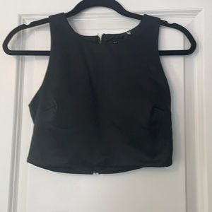 Black satin crop top